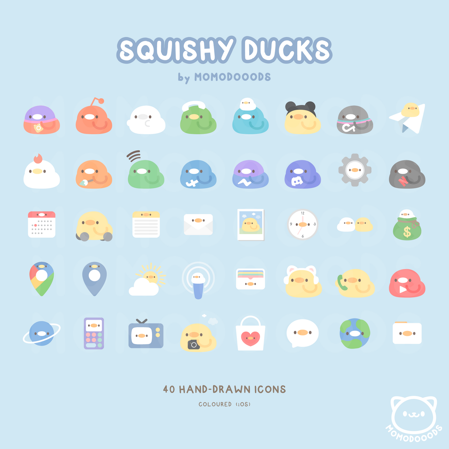 App Icon Pack: Pastel Squishy Ducks  | iOS & Android